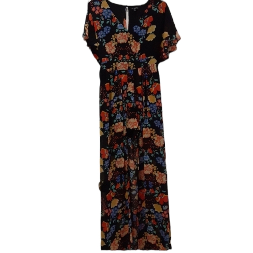 As U Wish Floral Fairycore Boho Dark Academia Romper Dress Size XS